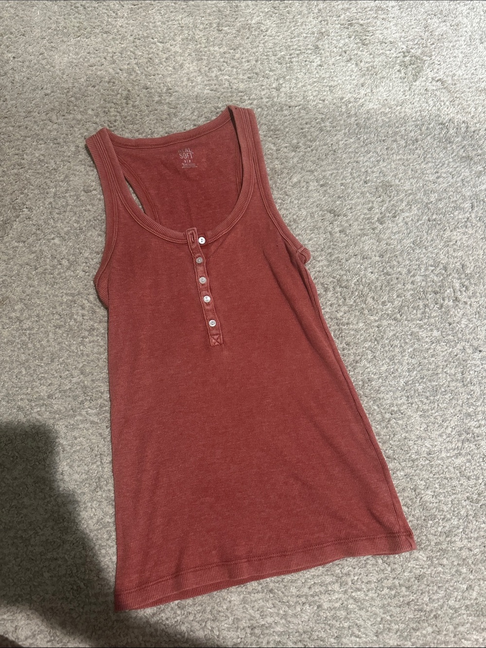 aerie Ribbed Henley Tank Top - Rust